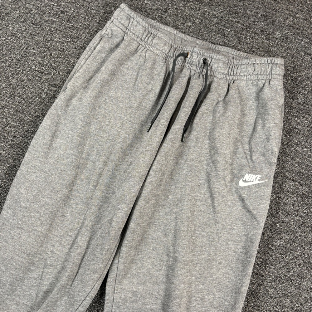 Nike Joggers Mens Medium Gray Club Fleece Sweatpants Drawstring Logo